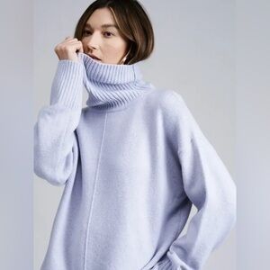 Flat White Gray Blue Morienne Turtleneck Sweater